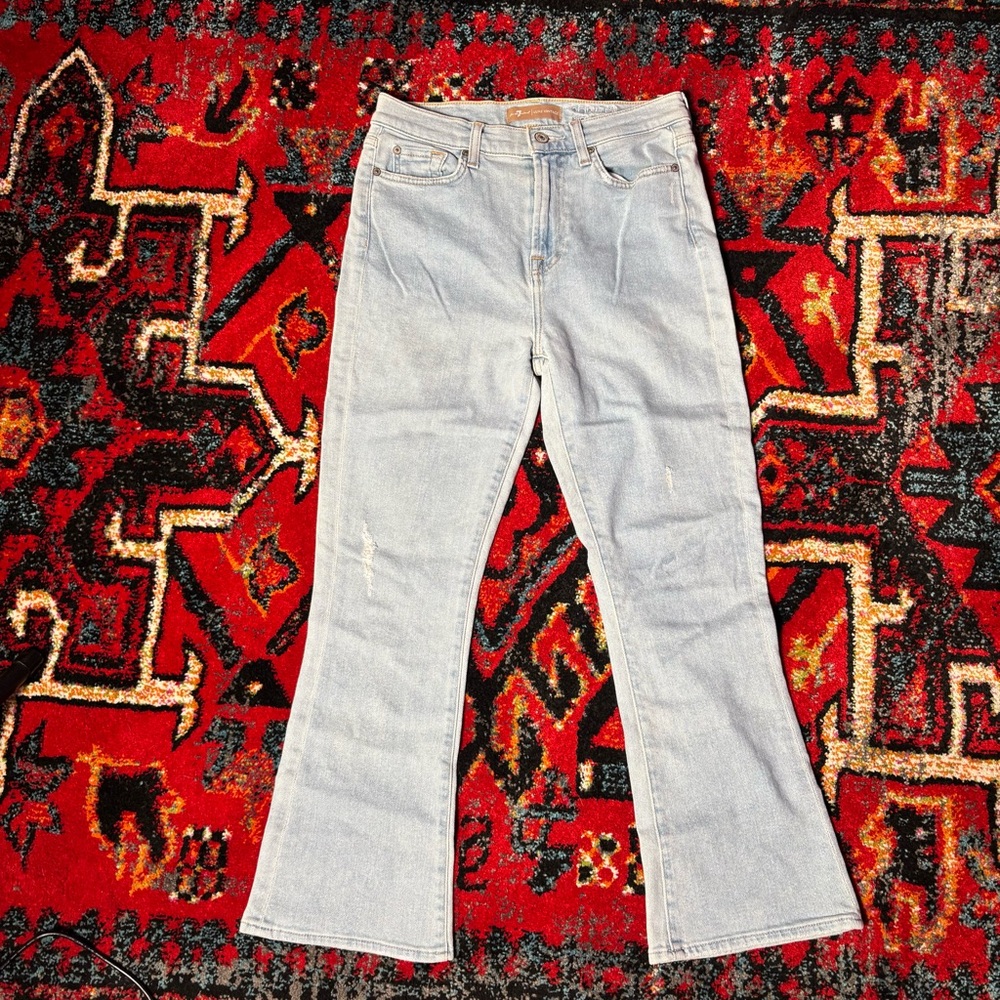 7 for all mankind luxe vintage high waist slim kick light wash blue denim